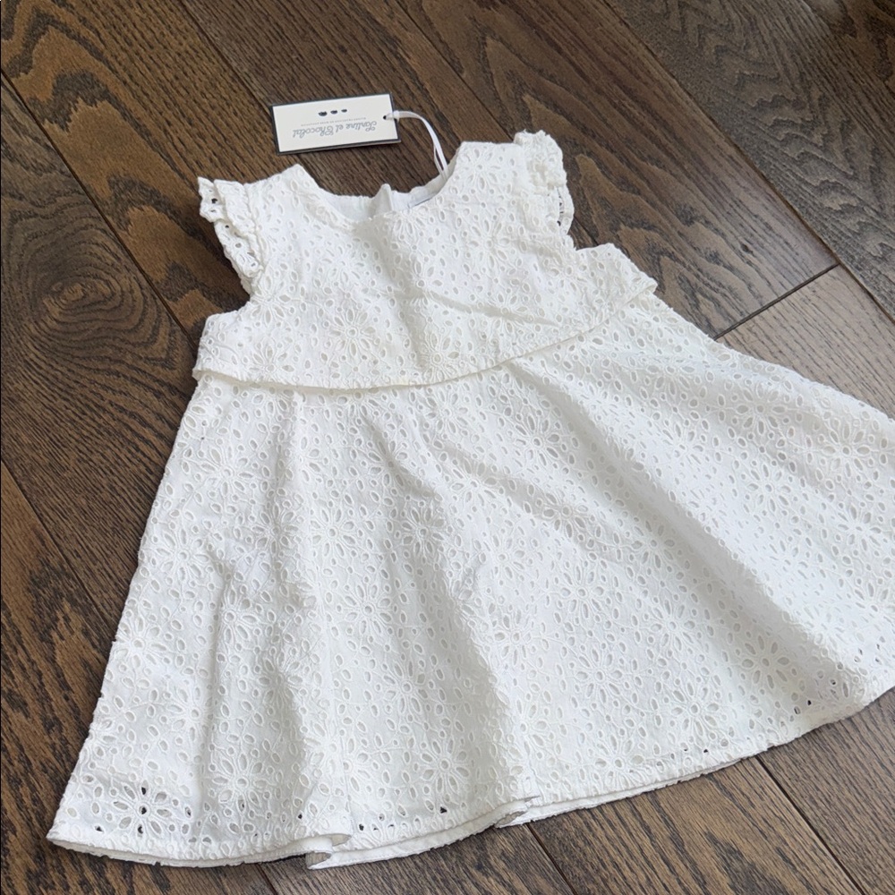 Elegant White Eyelet baby Dress 18-24 2T tartine et chocolat NWT spring easter - Picture 2 of 7